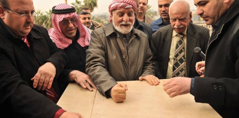 Dr. Abdul latif Al Hemyem puts cornerstone to rebuild the mosque